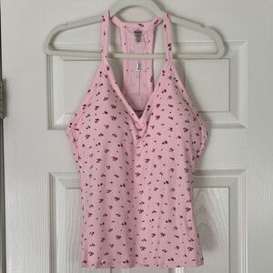 Elegant Pink Floral Tank Top